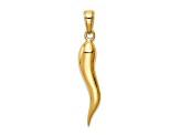 14k Yellow Gold Large 3D Italian Horn Pendant
