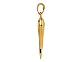 14k Yellow Gold Large 3D Italian Horn Pendant