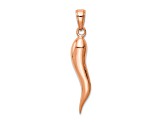 14k Rose Gold Large 3D Italian Horn Pendant