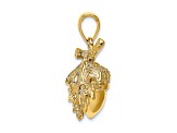 Gold Textured 3D Acorn with Leaf Pendant