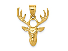 14K Yellow Gold Polished Deer Head Pendant
