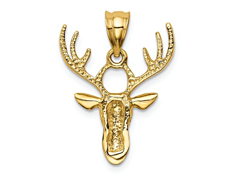 14K Yellow Gold Polished Deer Head Pendant
