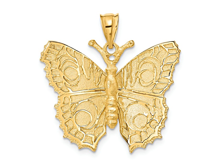 14k Yellow Gold Textured Butterfly Charm