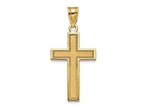 14K Yellow Gold Large Satin Cross Pendant