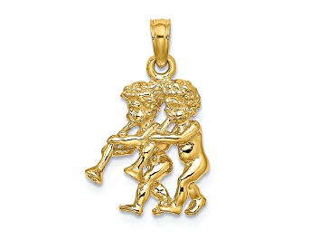 Picture of 14k Yellow Gold 3D Textured Gemini Zodiac pendant