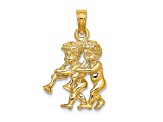 14k Yellow Gold 3D Textured Gemini Zodiac pendant