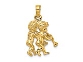 14k Yellow Gold 3D Textured Gemini Zodiac pendant