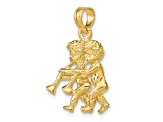 14k Yellow Gold 3D Textured Gemini Zodiac pendant