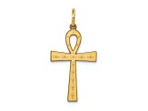 14k Yellow Gold Laser Designed Ankh Cross Charm