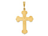 14k Yellow Gold Textured Budded Cross Pendant
