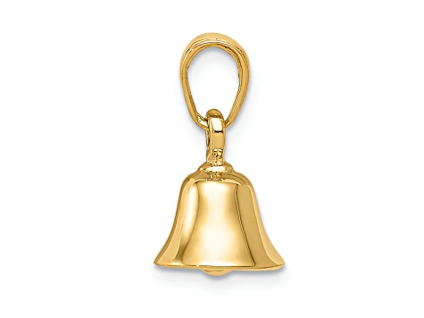 14k Yellow Gold 3D Moveable Bell Pendant