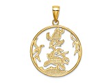 14k Yellow Gold Enamel Sea Turtles In Circle Charm