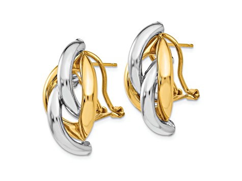 14K Yellow Gold and 14K White Gold Swirl Stud Earrings
