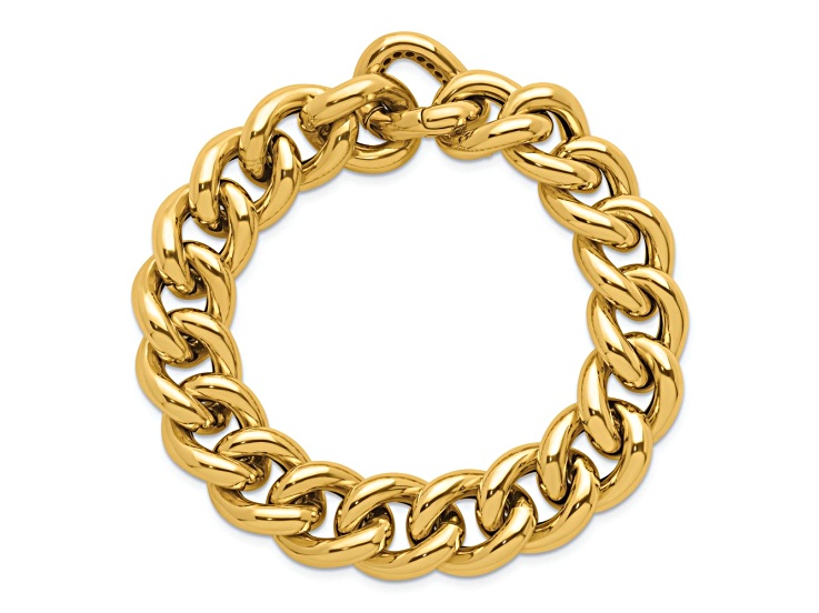 14K Yellow Gold 14.8mm Curb 8 Inch Bracelet - 12GD1A | JTV 14K Yellow Gold 14.8mm Curb 8 Inch Bracelet - 12GD1A | JTV
