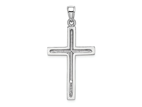 Rhodium Over 14K White Gold Polished Cross Pendant