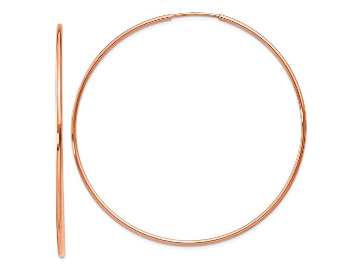 14k Rose Gold 2 1/8" Polished Endless Hoop Earrings