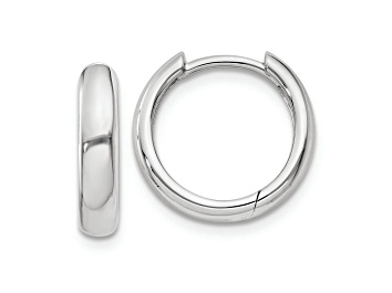 Picture of Rhodium Over 14k White Gold 3/8" Round Hinged Hoop Earrings