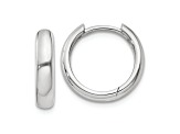 Rhodium Over 14k White Gold 3/8" Round Hinged Hoop Earrings