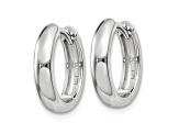 Rhodium Over 14k White Gold 3/8" Round Hinged Hoop Earrings