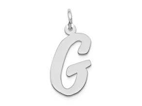 Rhodium Over 14k White Gold Large Script Letter G Initial Charm