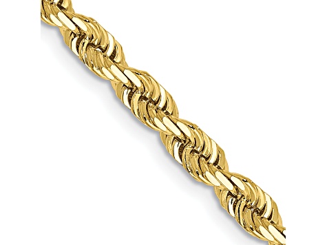 10k Yellow Gold 4mm Solid Diamond-Cut Quadruple Rope 26 Inch Chain