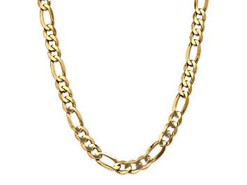 Picture of 14K Yellow Gold 10mm Flat Figaro Chain Necklace