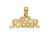 14k Yellow Gold Textured I Heart (love) Soccer Pendant