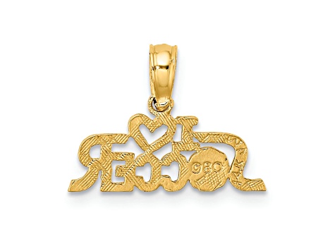 14k Yellow Gold Textured I Heart (love) Soccer Pendant