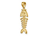 14k Yellow Gold 3D Polished and Textured Fishbone Charm