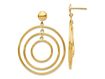 Picture of 14k Yellow Gold Fancy Circle Dangle Earrings