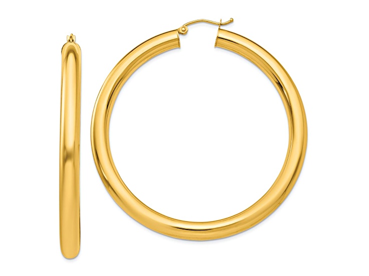 10k Yellow Gold Polished 2 3/16" Tube Hoop Earrings