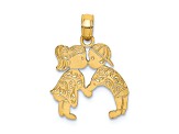 14k Yellow Gold Textured Kissing Boy and Girl Pendant