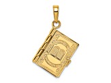 14k Yellow Gold 3D Ten Commandments Hinged Bible Pendant