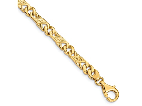 14k Yellow Gold 5.5mm Hand-Polished Fancy Link Bracelet