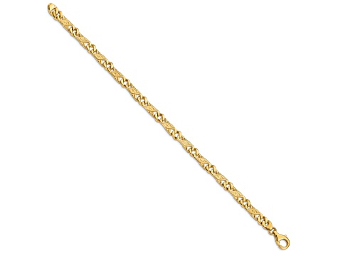 14k Yellow Gold 5.5mm Hand-Polished Fancy Link Bracelet