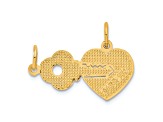 14k Yellow Gold Textured Heart and Key Break Apart pendant