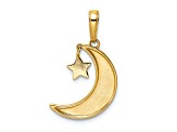 14K Yellow Gold and White Rhodium Moon with Dangle Star Pendant