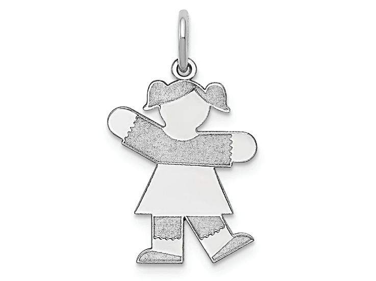 Rhodium Over 14K White Gold Satin Girl Kiss Charm