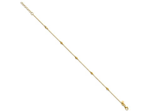 14K Yellow Gold Polished Diamond-cut 9-inch Plus 1-inch Extension Anklet