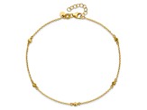 14K Yellow Gold Polished Diamond-cut 9-inch Plus 1-inch Extension Anklet