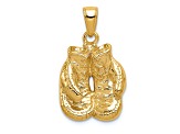 14k Yellow Gold Solid Polished Open-backed Boxing Gloves Pendant