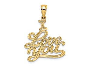 14k Yellow Gold Textured I Love You Charm