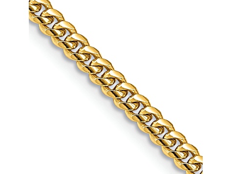 14k Yellow Gold 3.5mm Solid Miami Cuban 22 Inch Chain