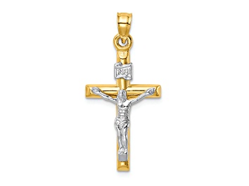 Picture of 14K Yellow and White Gold Hollow Crucifix Pendant