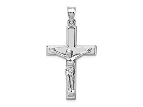 Rhodium Over 14K White Gold Polished Crucifix Pendant