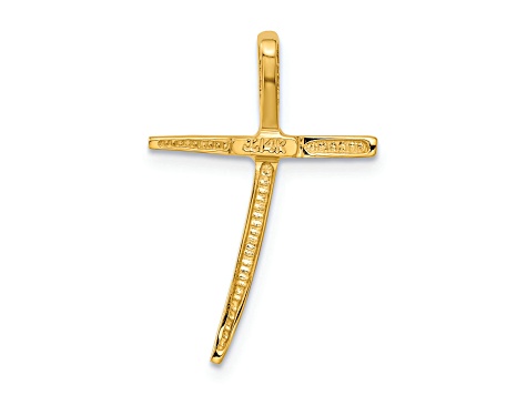 14K Yellow Gold Polished Curved Cross Chain Slide