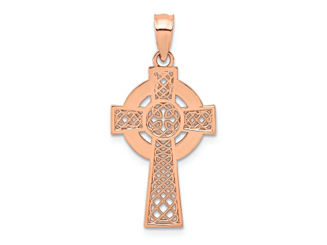 14K Rose Gold Celtic Cross Pendant