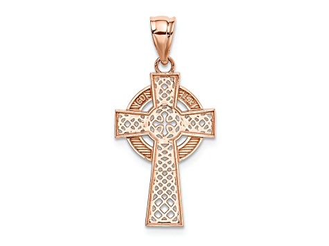 14K Rose Gold Celtic Cross Pendant