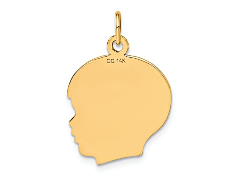 14k Yellow Gold Solid Polished and Textured Boys Head Charm Pendant