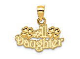 14k Yellow Gold Textured #1 Daughter with Flowers pendant